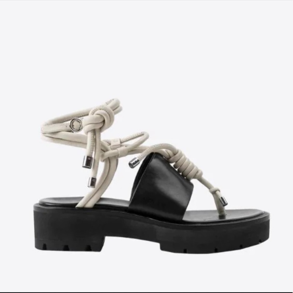 3.1 Phillip Lim Strappy Lugsole Sandal - Black & White - Size 36